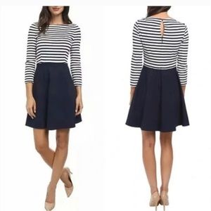 Kate Spade Ponte Boat Neck Stripe Navy Dress